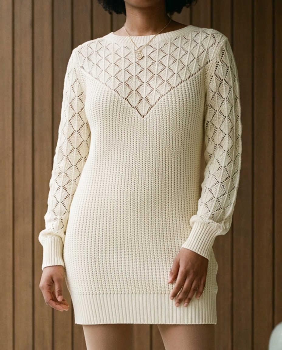 Monise | Openwork Knit Mini Dress