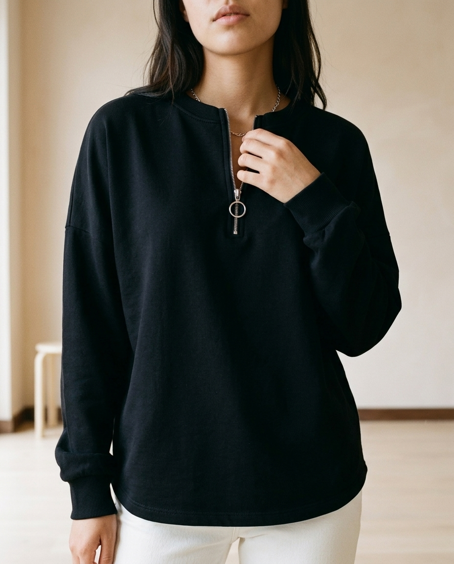Tuvea | Quarter-Zip Crew Neck Sweatshirt