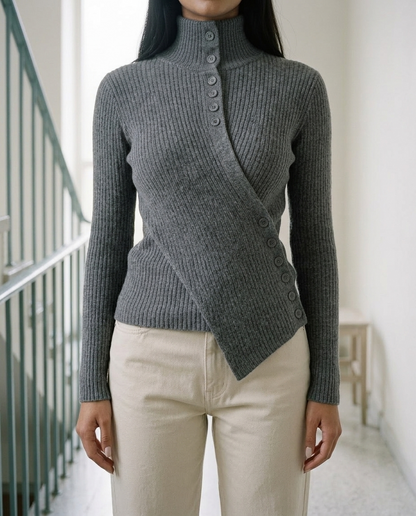 Zenia | Ribbed Wrap-Front Sweater