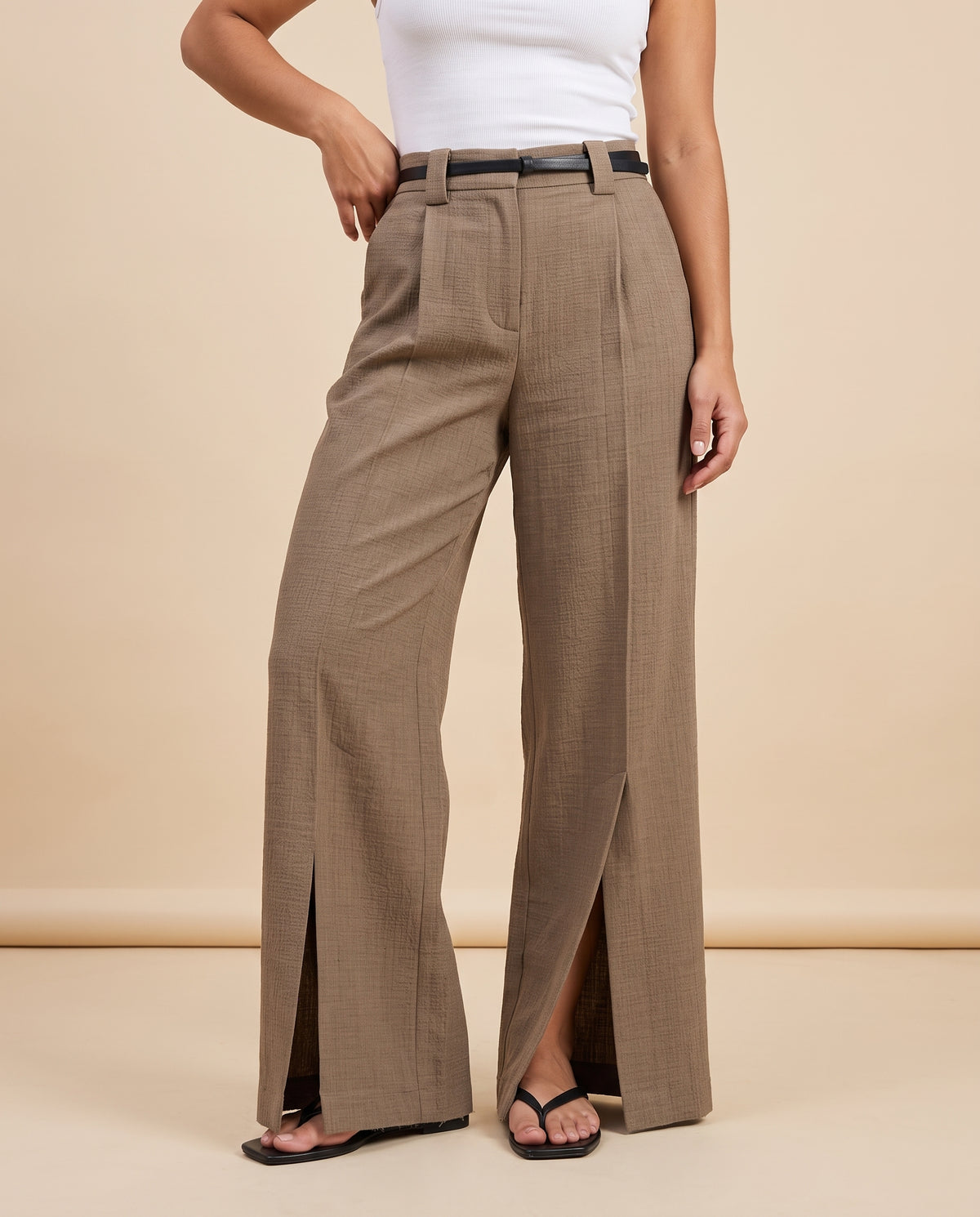 Hanora | Wide-Leg Slit Trousers