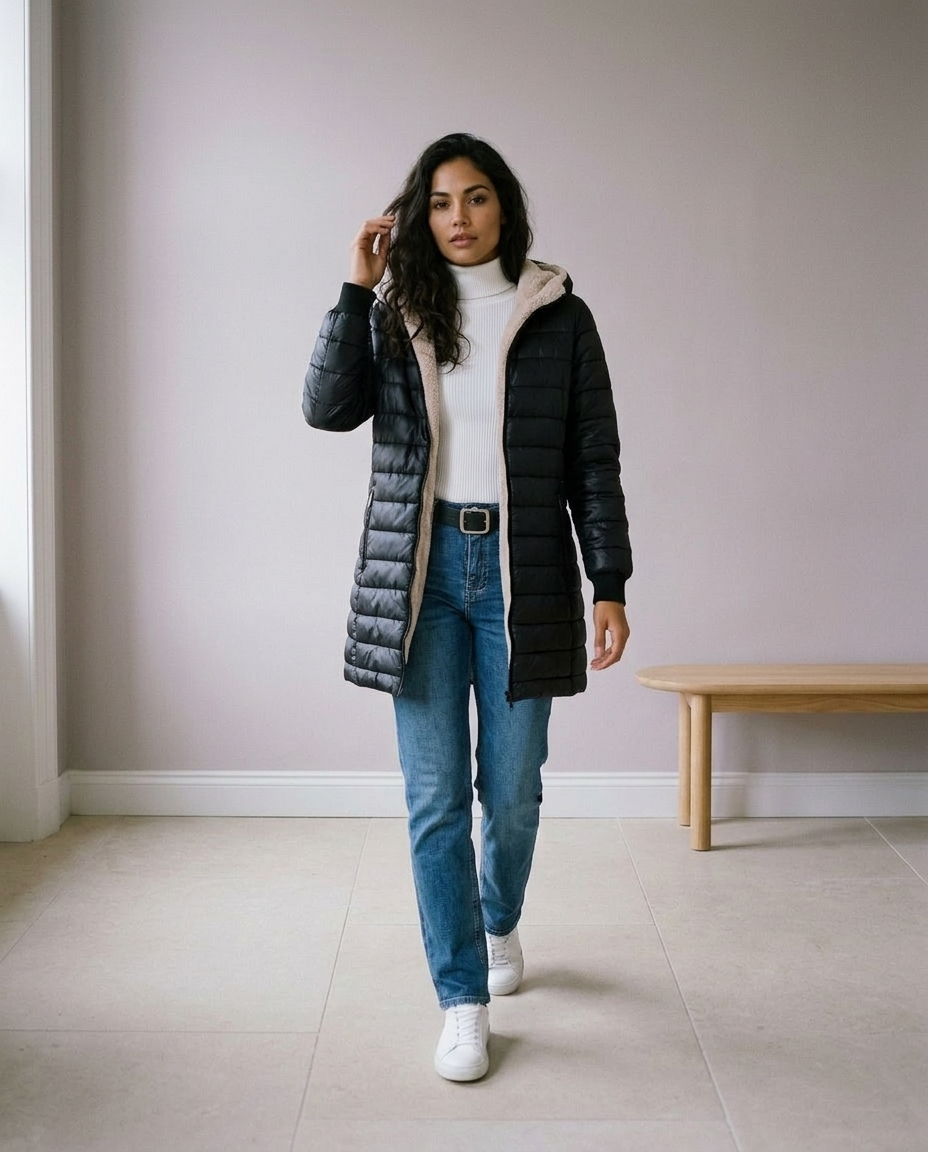 Verise | Quilted Longline Hooded Coat