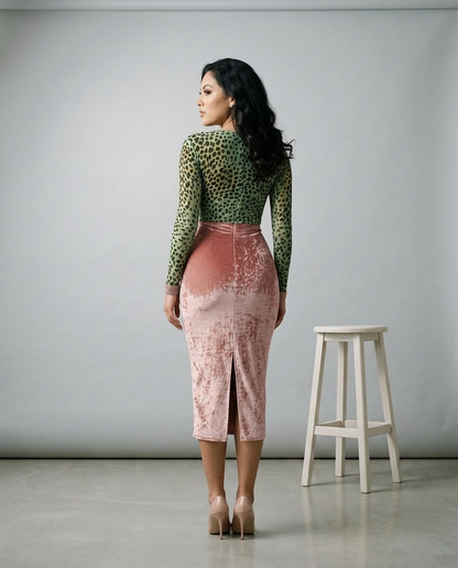 Ilsea | Velvet Leopard Bodycon Midi Dress