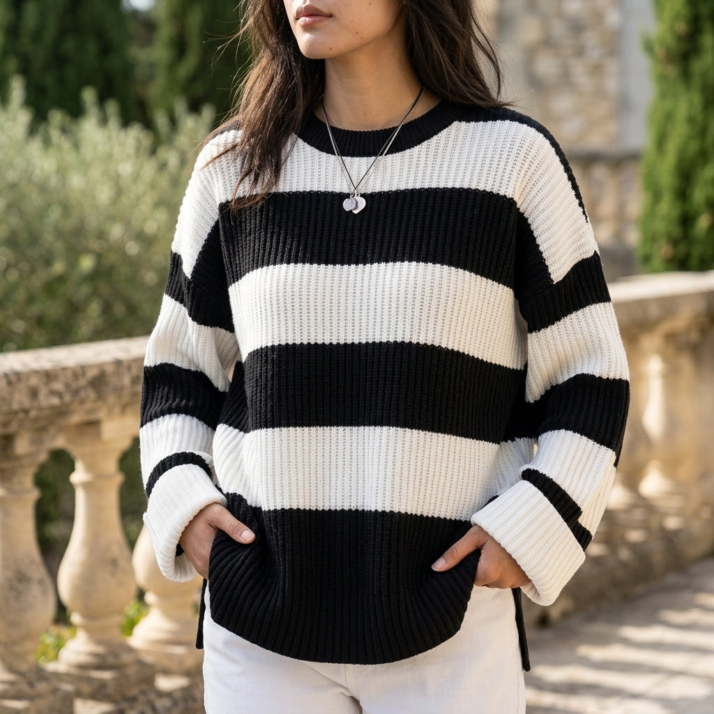 Anelle | Relaxed Ribbed Striped Sweater