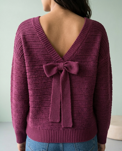 Rosise | V-Back Bow Knit Sweater