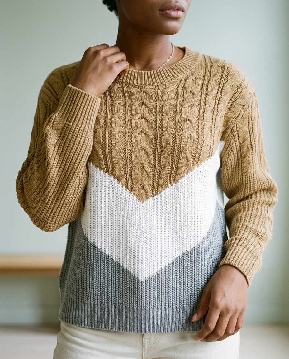Sukis | Cable Knit Color-Block Sweater