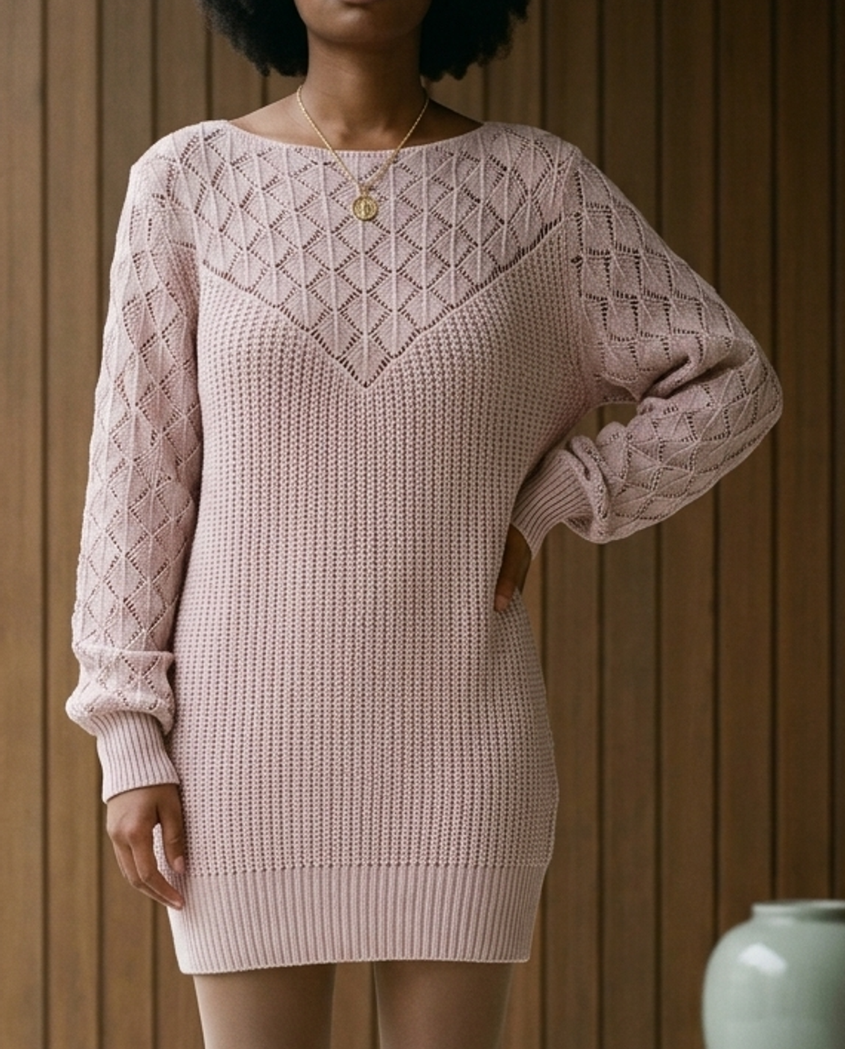 Monise | Openwork Knit Mini Dress