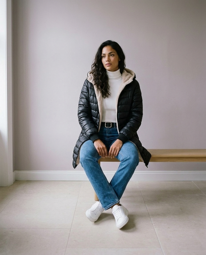 Verise | Quilted Longline Hooded Coat