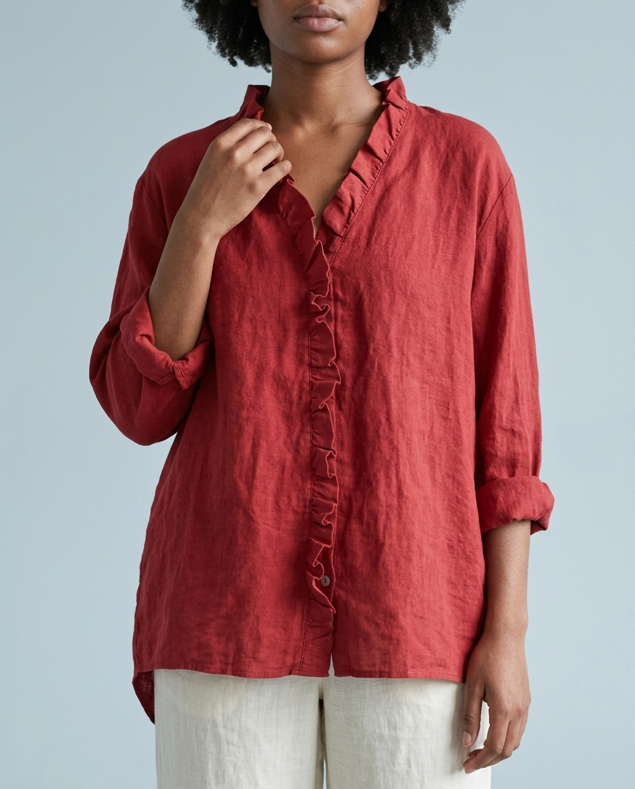 Ronine | Ruffle V-Neck Blouse