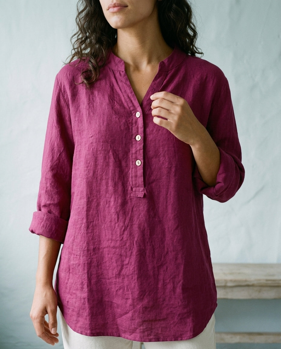 Maeva | V-Neck Button-Down Shirt
