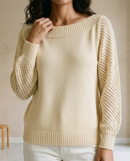 Ovora | Openwork Boat-Neck Sweater
