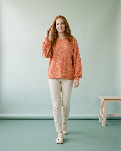 Emine | Waffle-Knit Crewneck Sweater