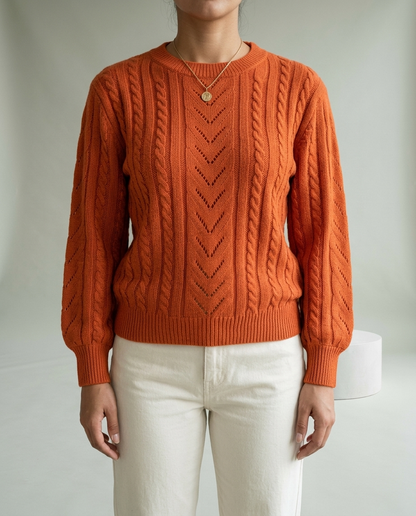 Eirlyn | Cable Knit Eyelet Sweater