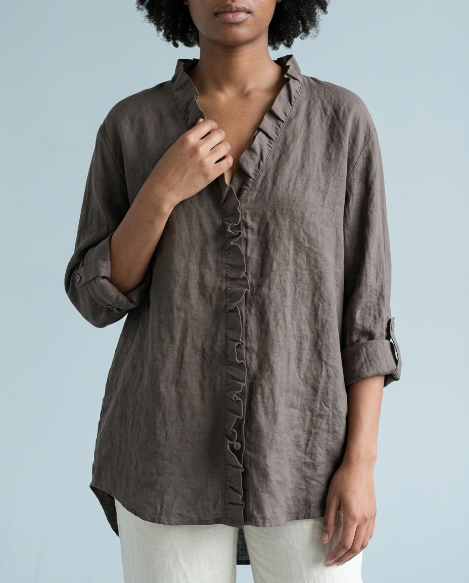 Ronine | Ruffle V-Neck Blouse