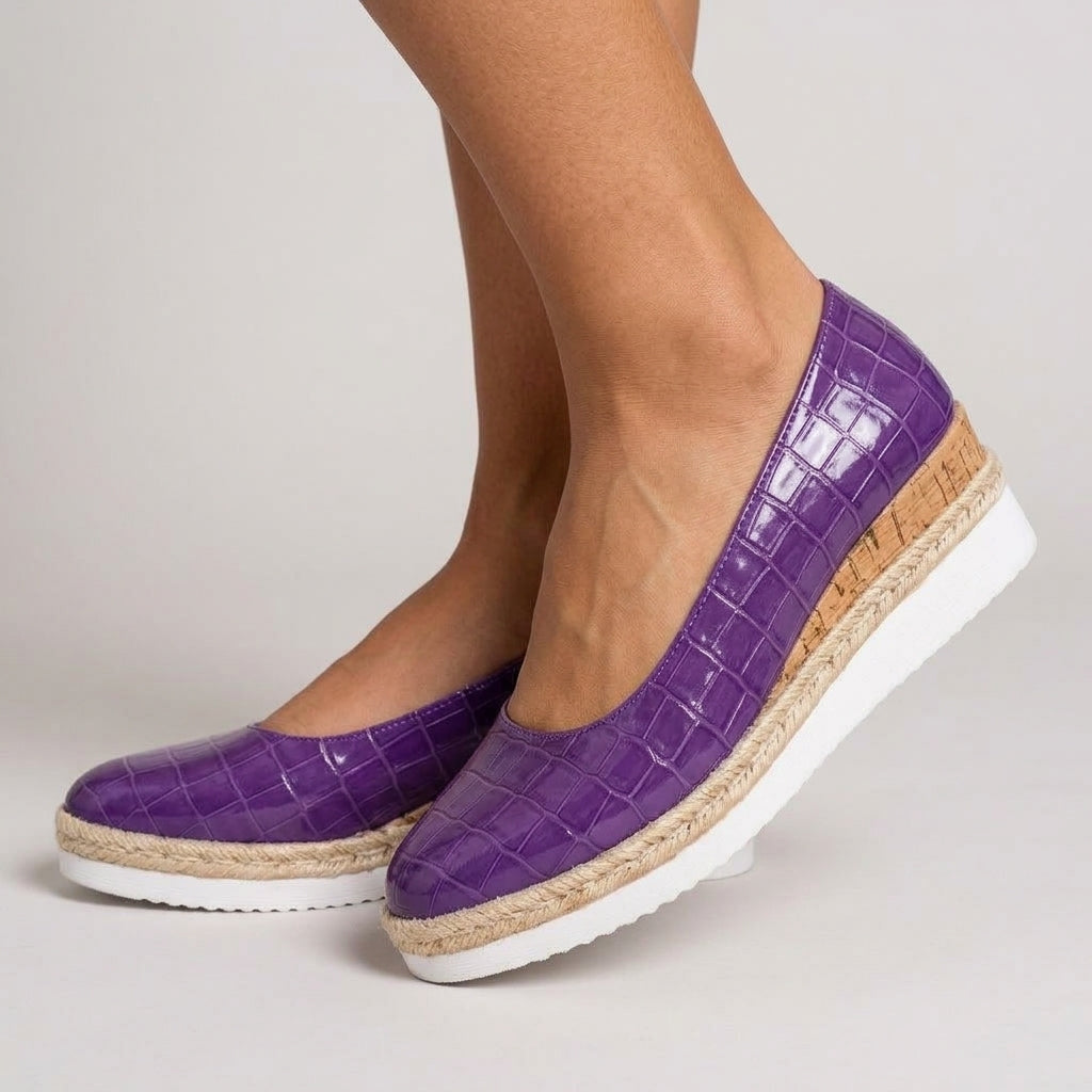 Anda | Croc-Textured Espadrille Wedge