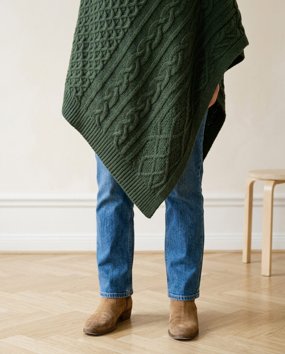 Yanina | Cable-Knit Turtleneck Poncho