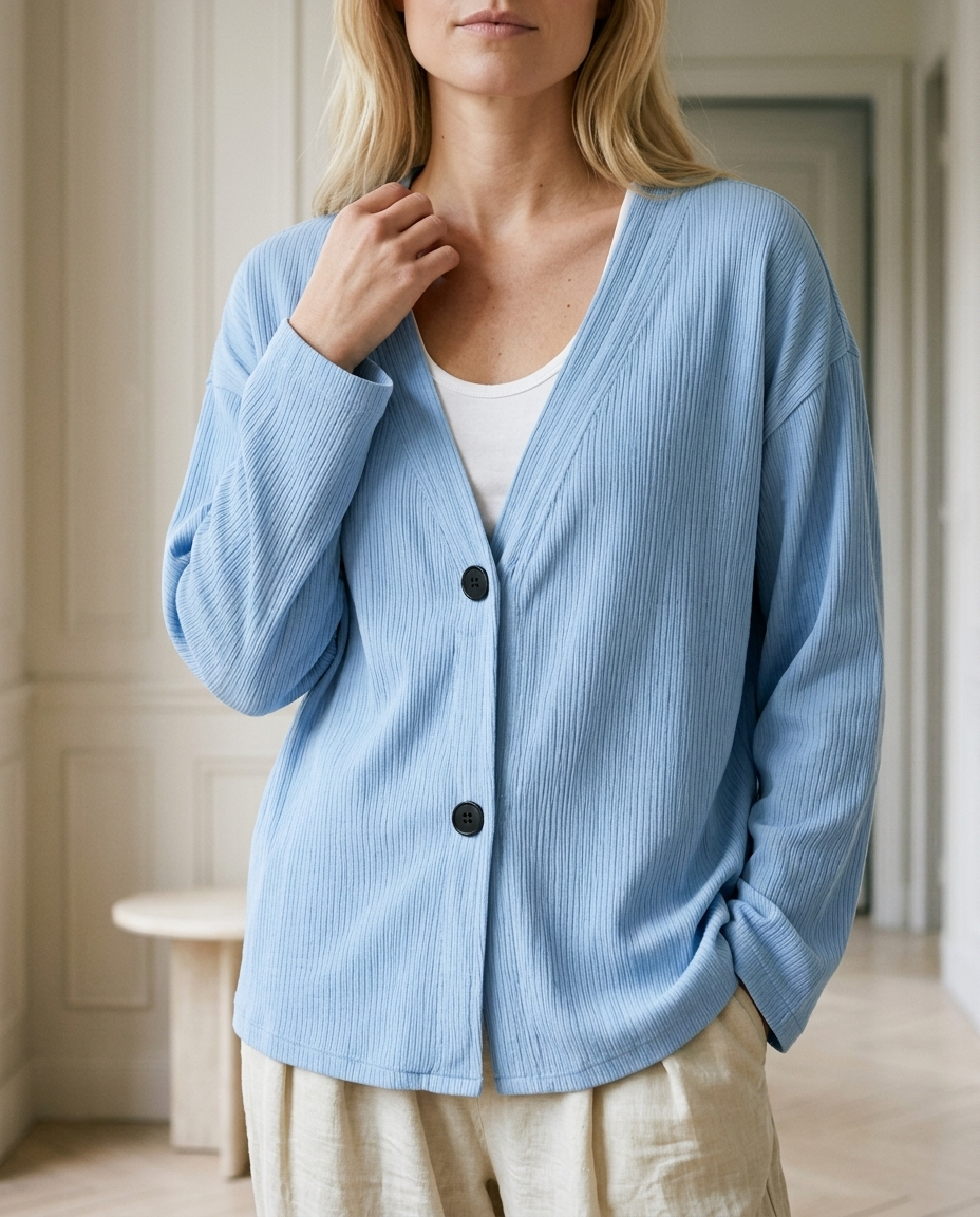 Esma | Ribbed V-Neck Button Cardigan
