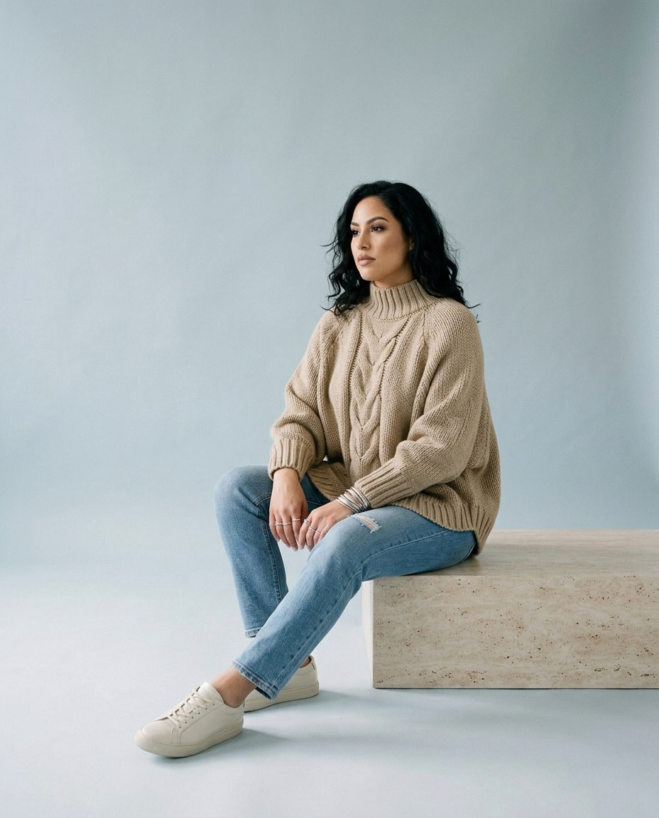 Jolina | Cable-Knit High-Neck Sweater