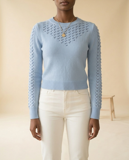 Nannia | Pointelle Crewneck Sweater