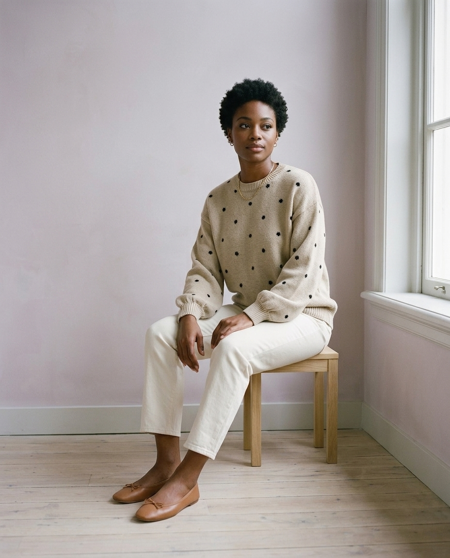 Elsina | Dotted Crewneck Sweater