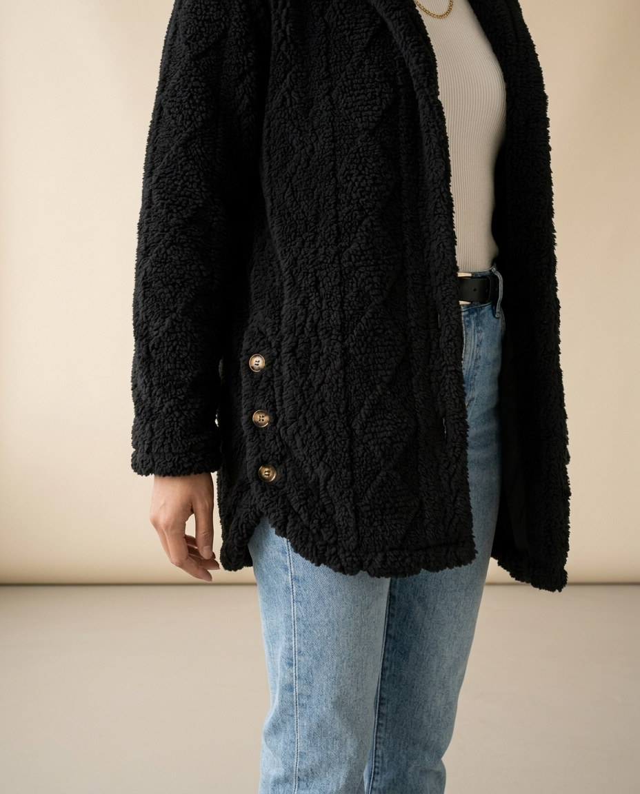 Imana | Textured Button-Front Hooded Jacket