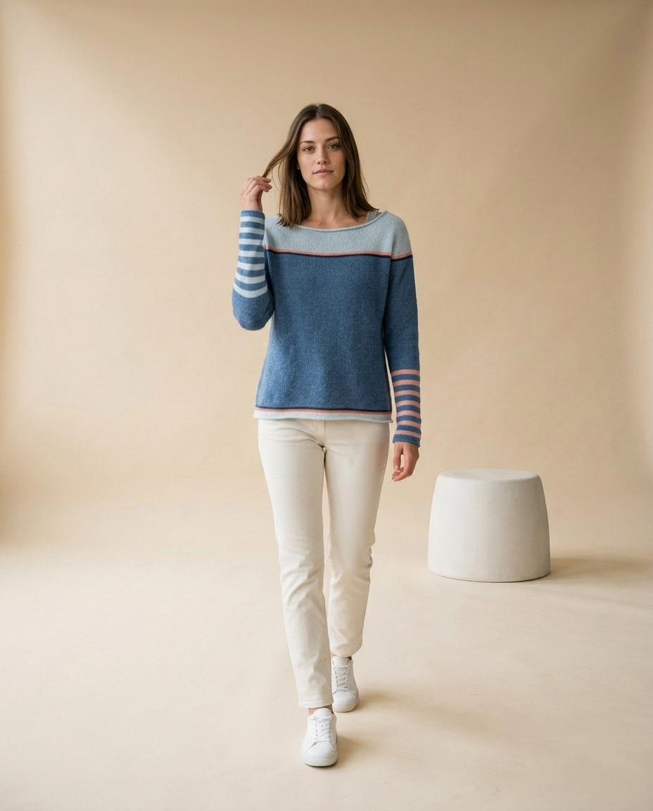 Eirea | Color-Block Boat Neck Sweater