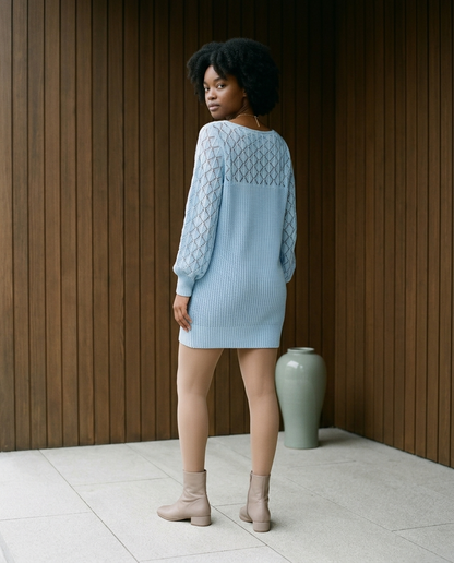 Monise | Openwork Knit Mini Dress