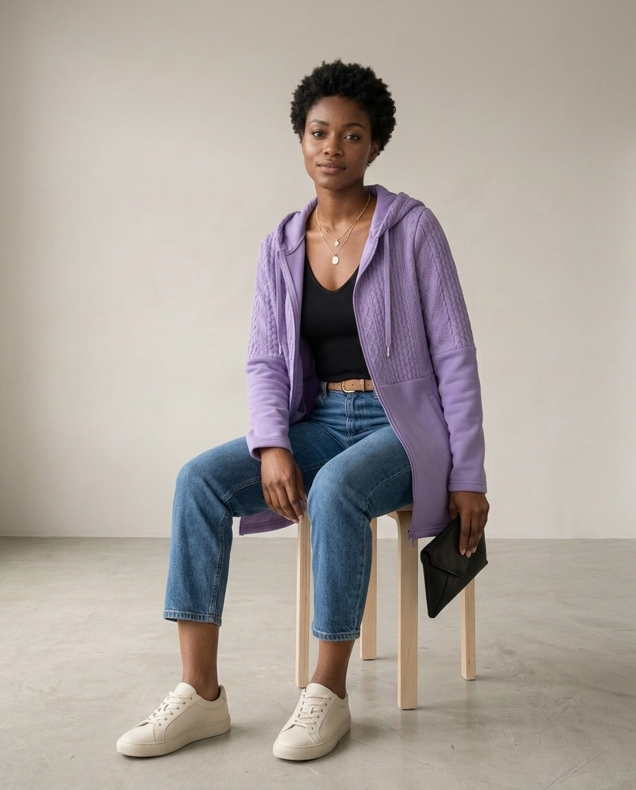 Zoris | Cable-Knit Longline Zip-Up Cardigan