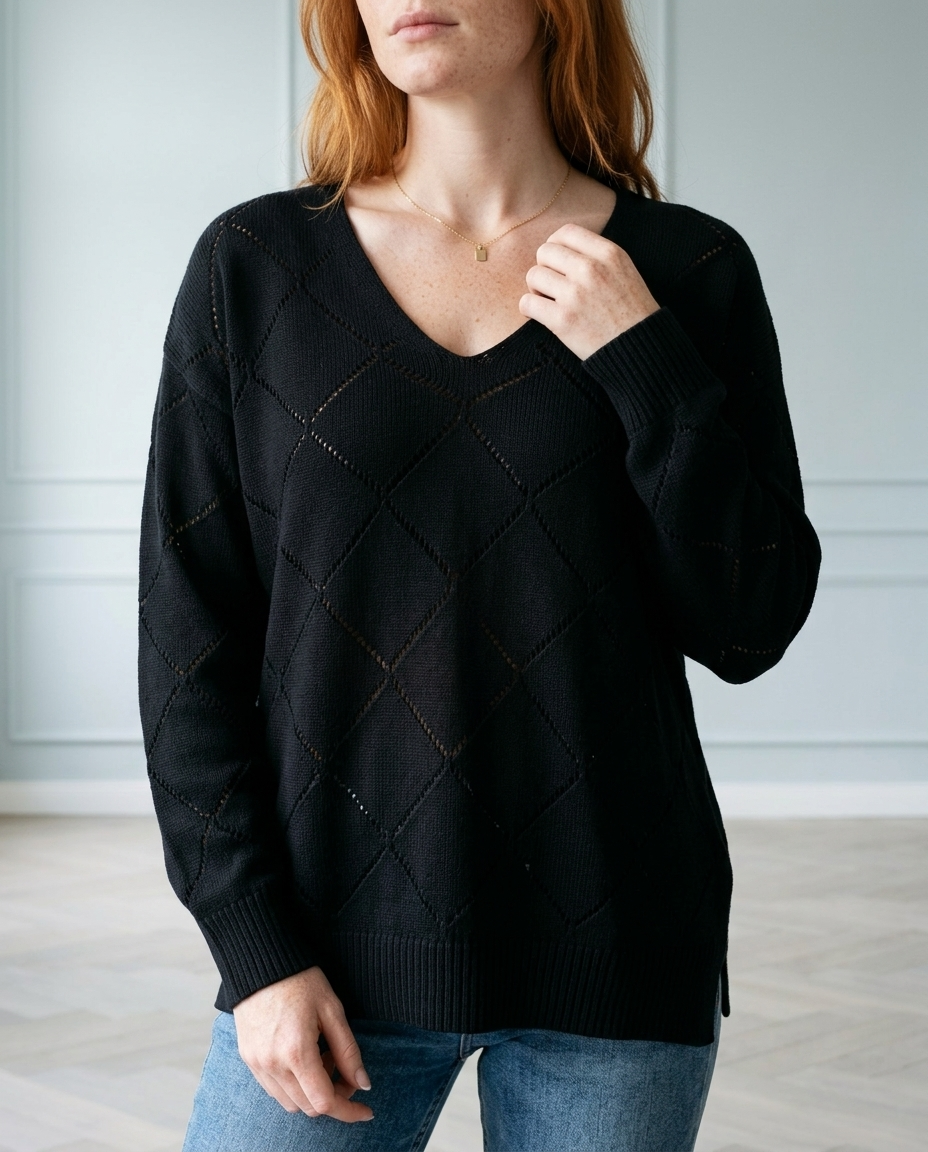 Ranis | Openwork V-Neck Sweater