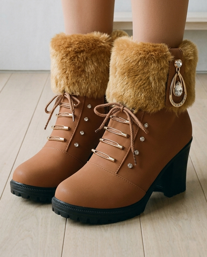 Yukia | Faux Fur Block Heel Boots