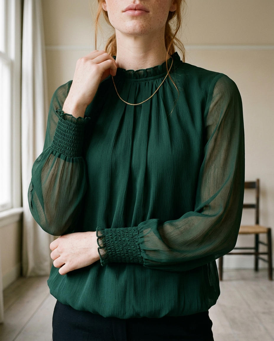 Yarya | Stand-Collar Long-Sleeve Blouse