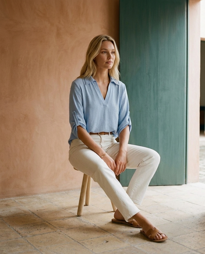 Dovia | Relaxed V-Neck Blouse