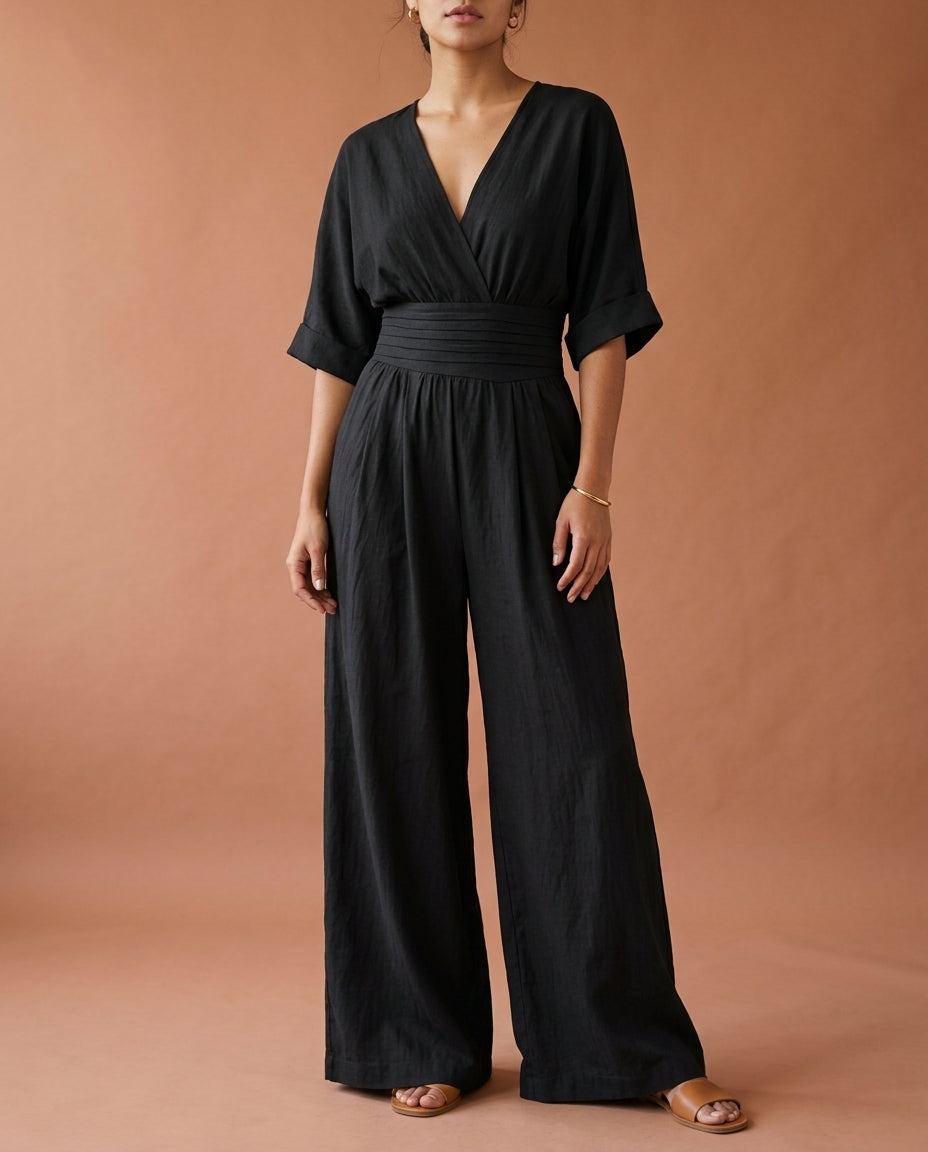 Zarea | Wide Sleeve V-Neck Jumpsuit
