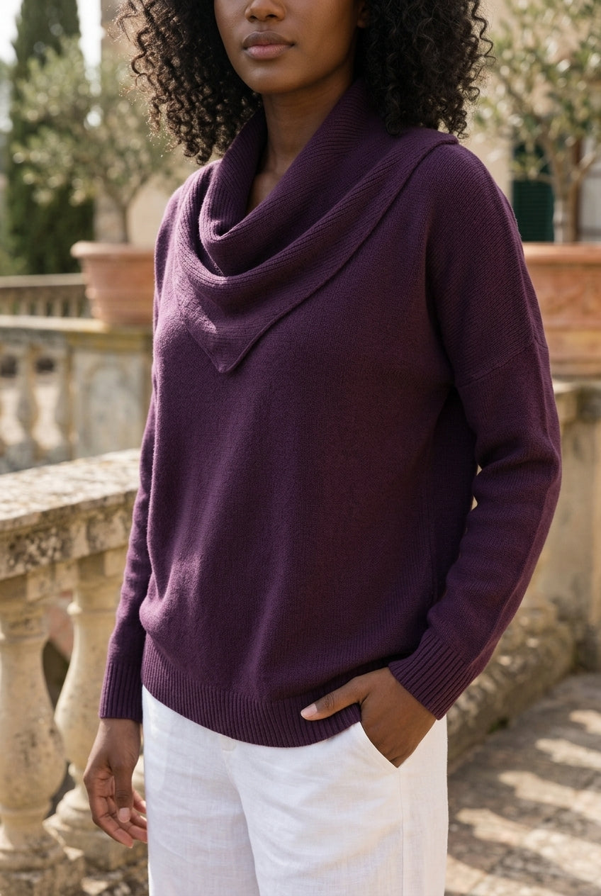 Velya | Draped Cowl Neck Knit Sweater