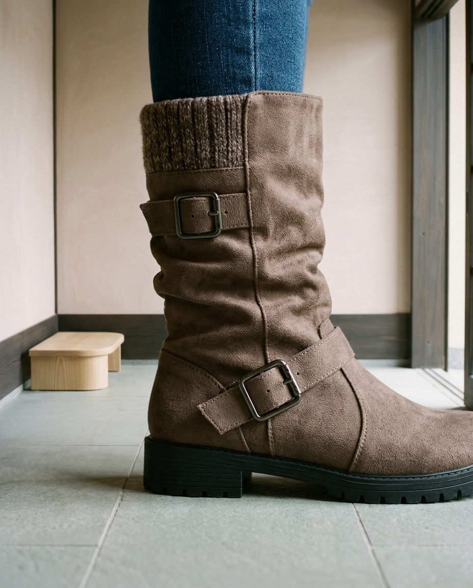 Griel | Slouchy Buckle Mid-Calf Boots