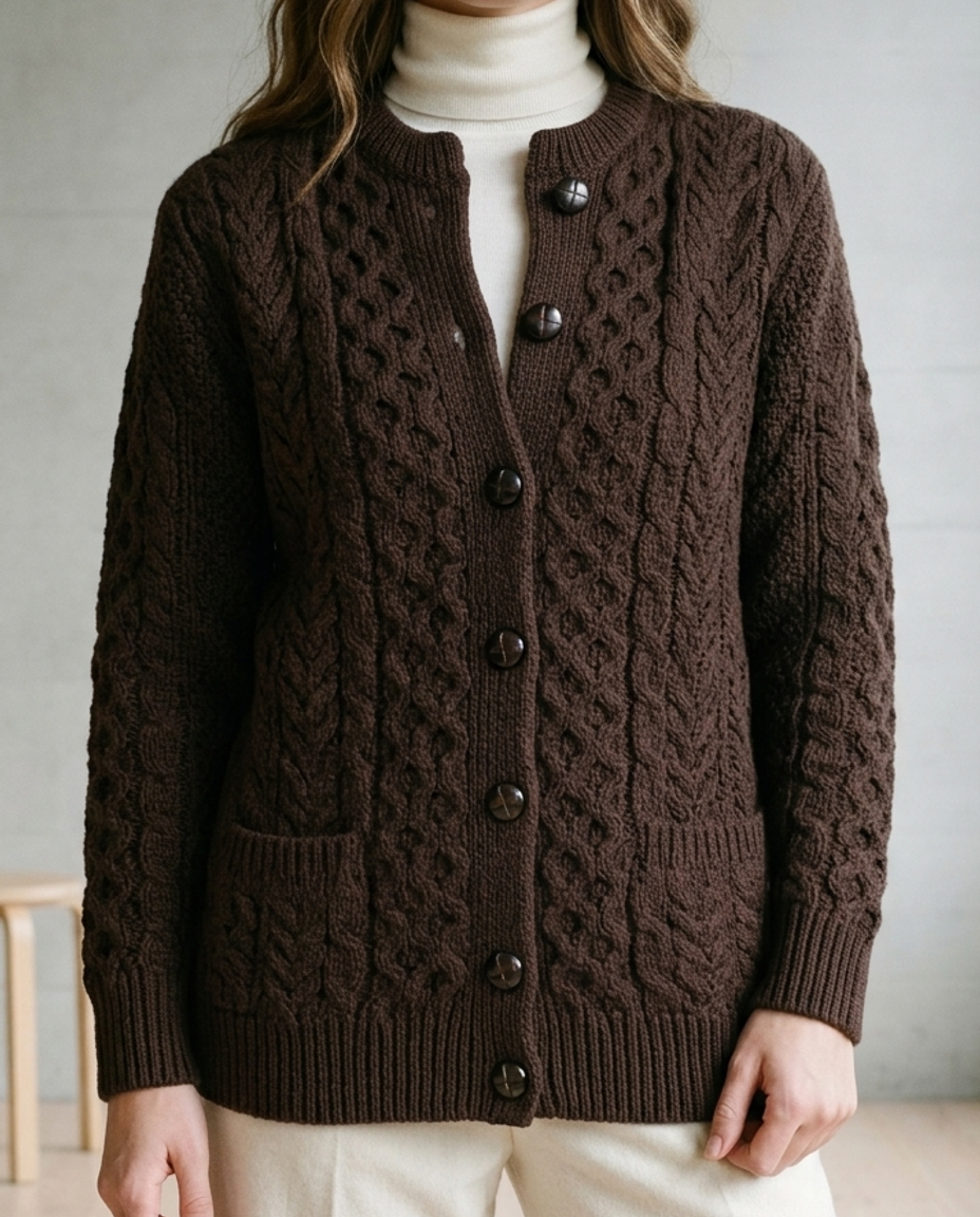 Antja | Cable Knit Button Cardigan