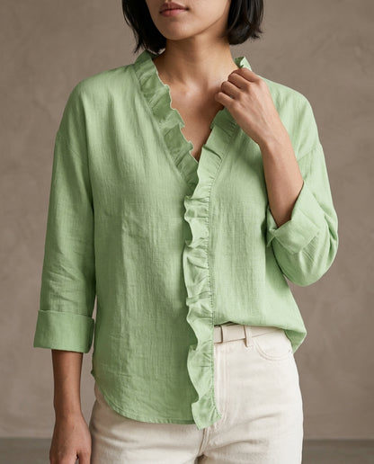 Adita | Ruffled V-Neck Blouse