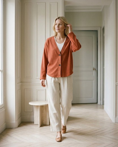 Esma | Ribbed V-Neck Button Cardigan