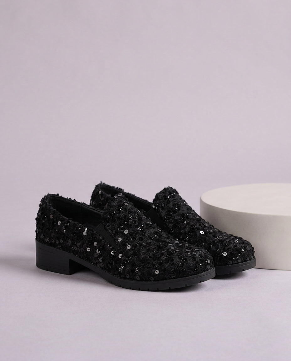 Emmlyn | Sequin Slip-On Loafers