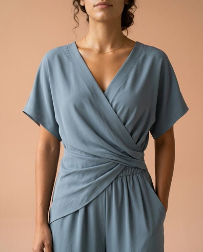 Hania | Draped Wide-Leg Jumpsuit