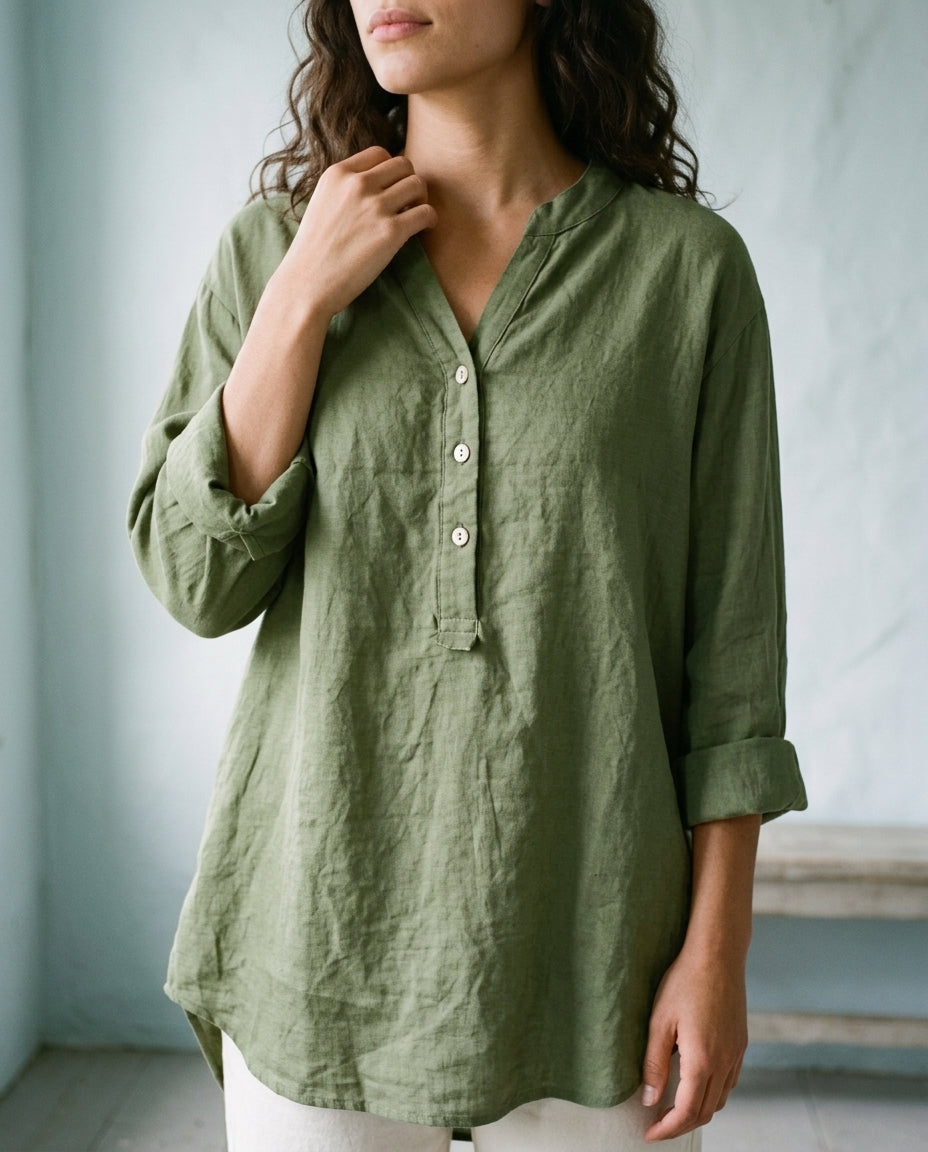 Maeva | V-Neck Button-Down Shirt