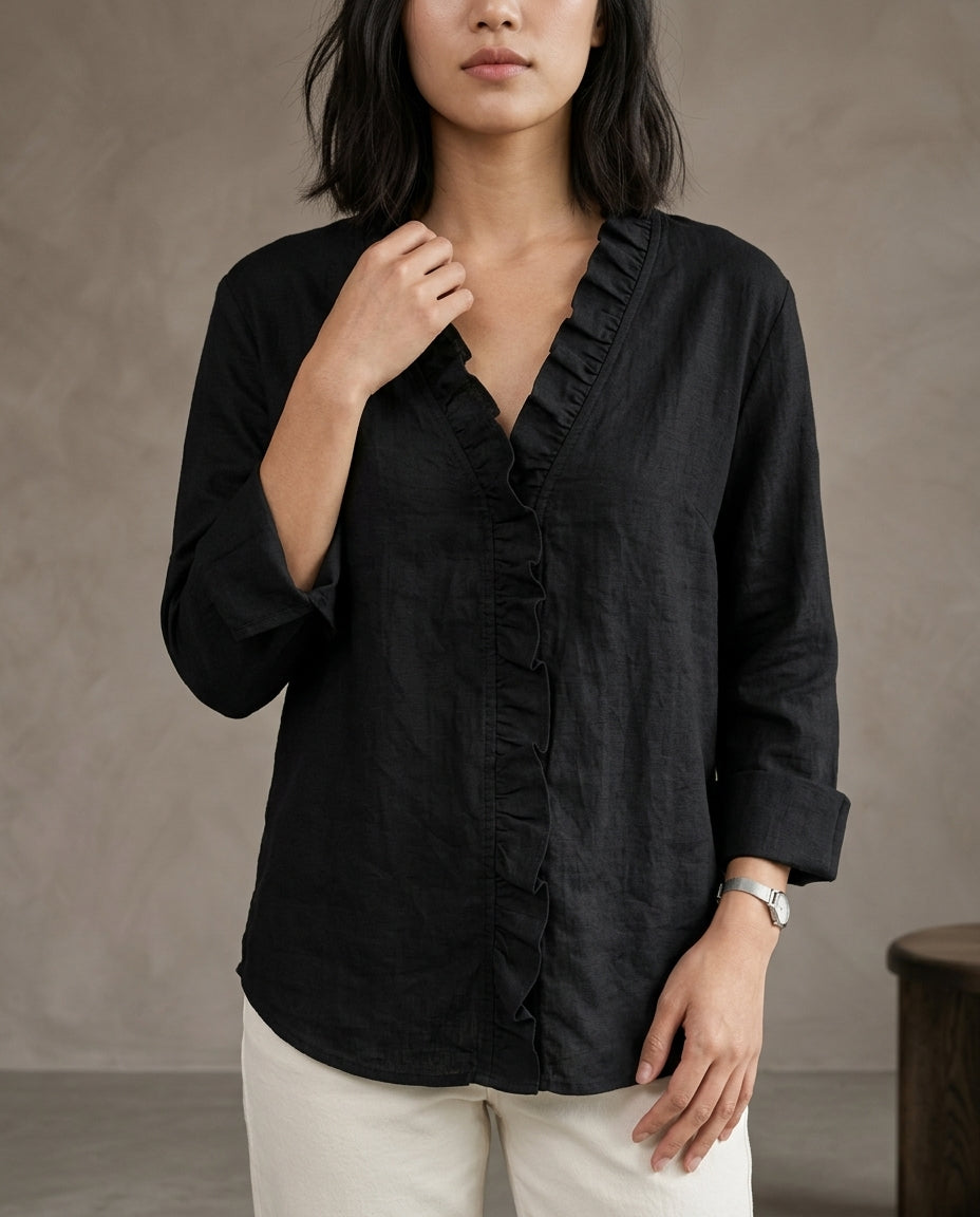 Adita | Ruffled V-Neck Blouse