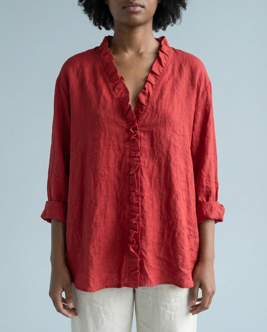 Ronine | Ruffle V-Neck Blouse