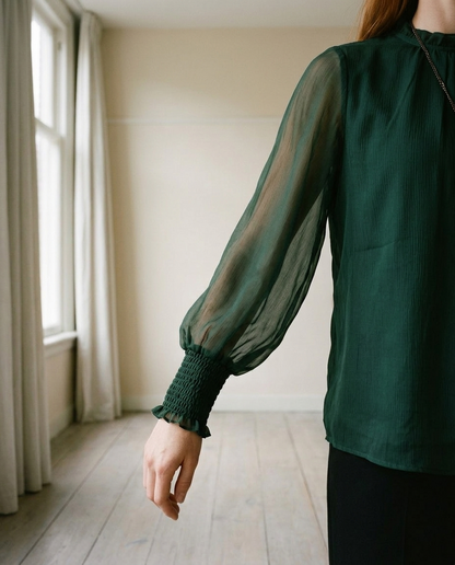 Yarya | Stand-Collar Long-Sleeve Blouse