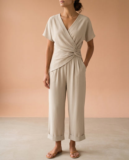 Hania | Draped Wide-Leg Jumpsuit