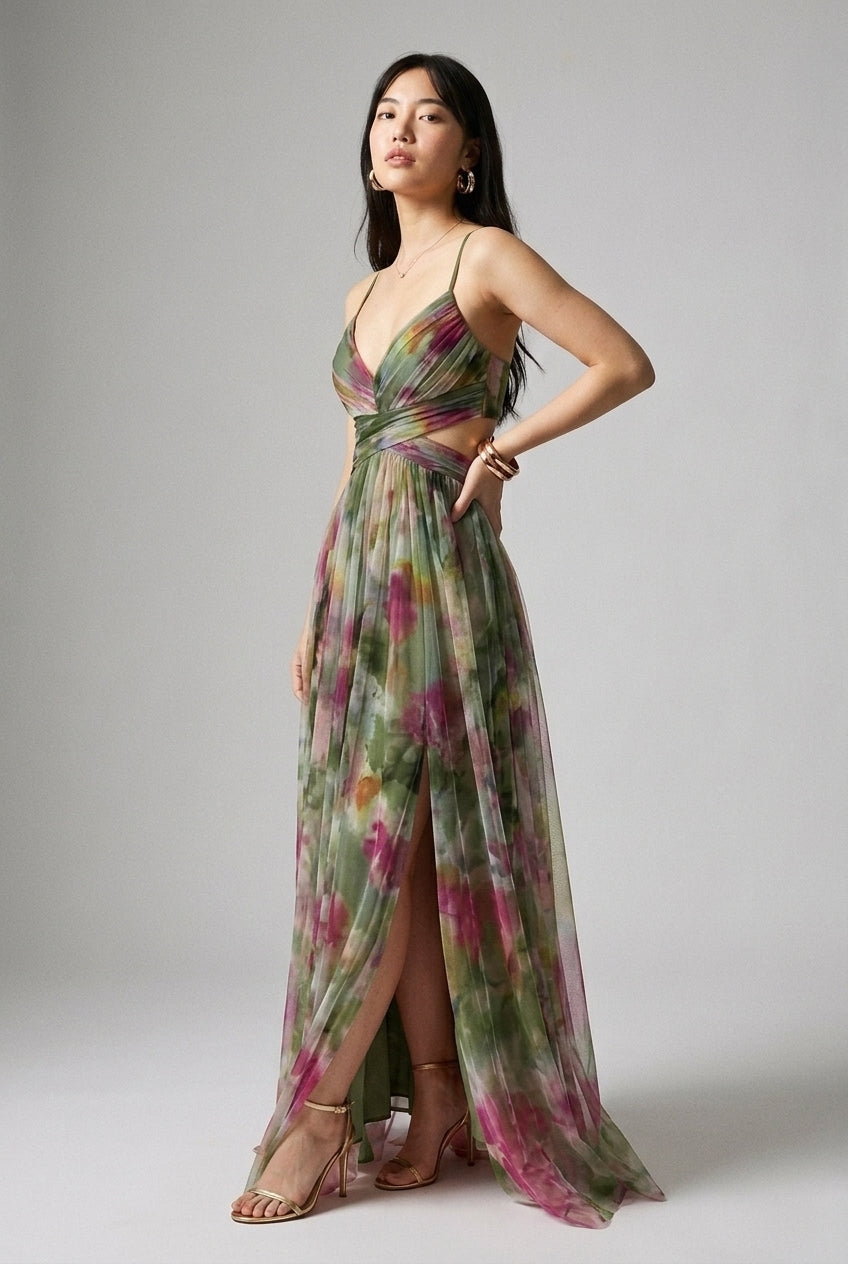 Isoldea | Floral Sleeveless Maxi Dress