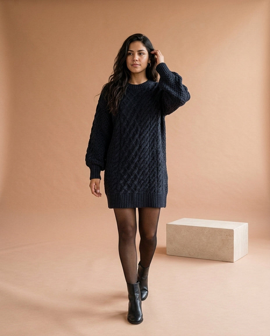 Irisea | Cable-Knit Mini Sweater Dress