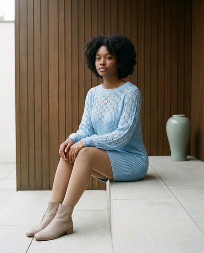 Monise | Openwork Knit Mini Dress