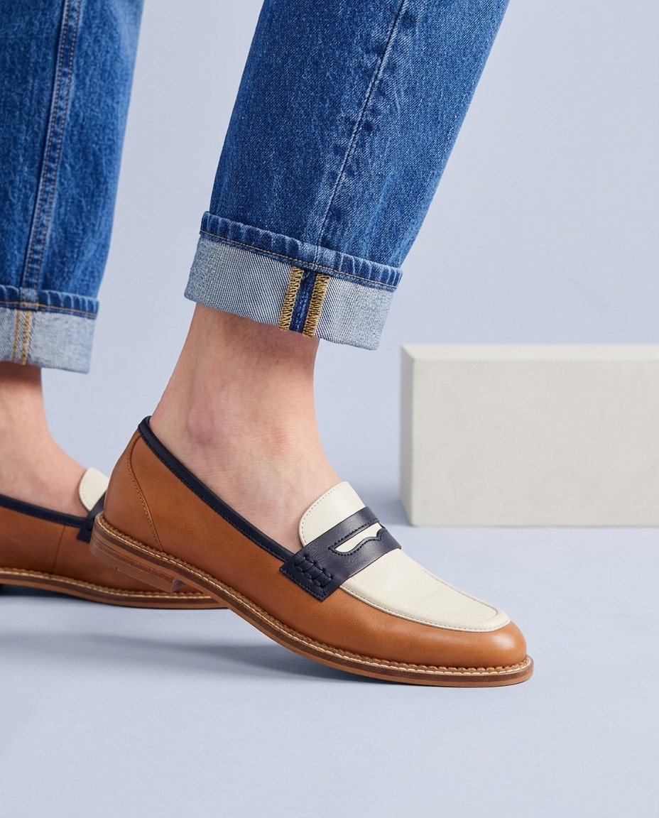 Kinine | Color-Block Penny Loafers