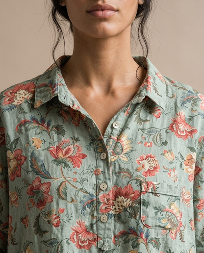 Katise | Floral Button-Front Blouse