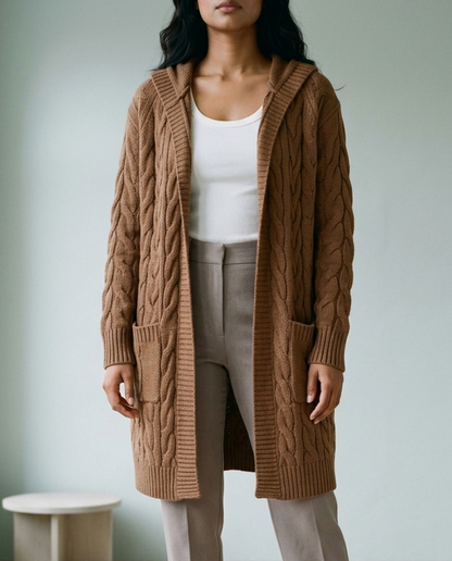 Dagna | Hooded Cable Knit Cardigan